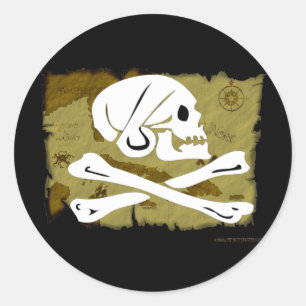 Piratenflagge-Karte #4 Runder Aufkleber