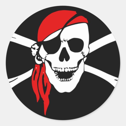 Piratenflagge Knochen Schädelgefährdungssymbol Runder Aufkleber (Vorderseite)