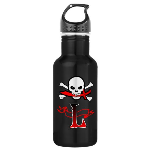Piratenflagge L Monogramm Trinkflasche (Vorderseite)