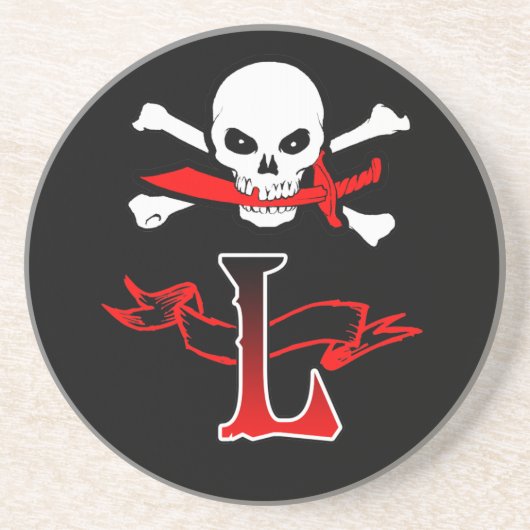 Piratenflagge L Monogramm Untersetzer (Vorne)