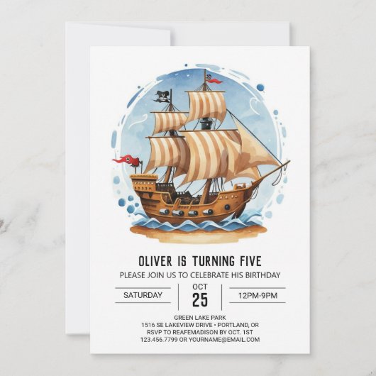 Piratenflagge Matey Pirate Geburtstag Einladung (Vorderseite)