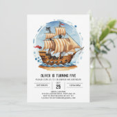 Piratenflagge Matey Pirate Geburtstag Einladung (Stehend Vorderseite)