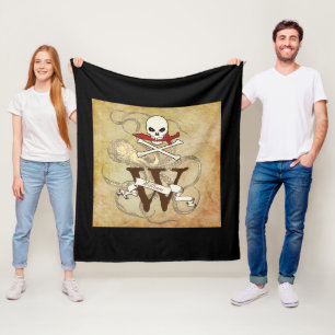 Piratenflagge Monogramm Fleecedecke