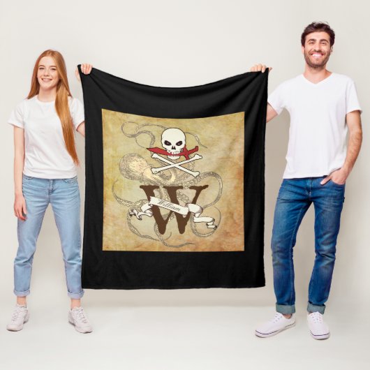 Piratenflagge Monogramm Fleecedecke (Beispiel)