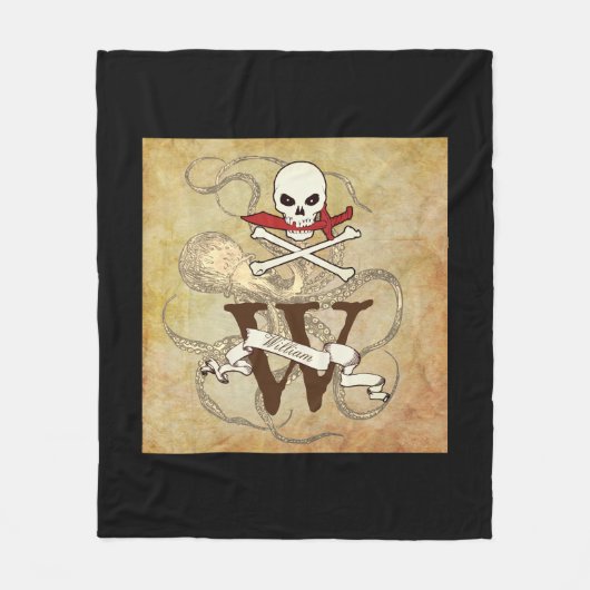 Piratenflagge Monogramm Fleecedecke (Vorderseite)