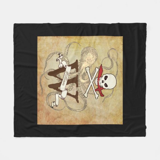 Piratenflagge Monogramm Fleecedecke (Vorderseite (Horizontal))