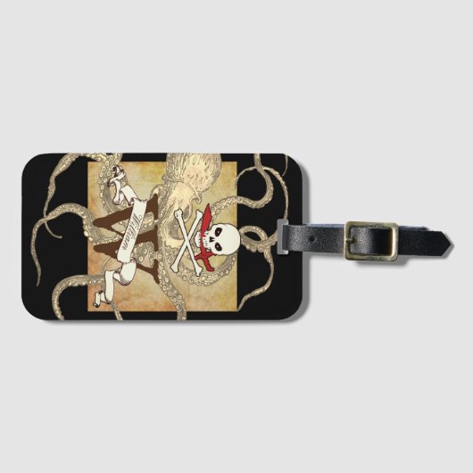Piratenflagge Monogramm Gepäckanhänger (Vorderseite (Horizontal))