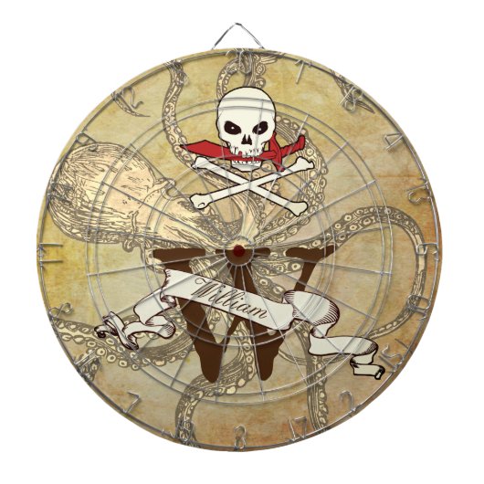 Piratenflagge Monogramm Initial Dartboard Dartscheibe (vorne)