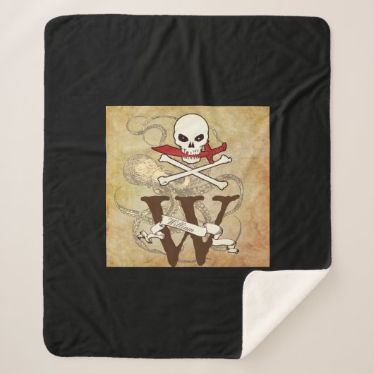 Piratenflagge Monogramm Sherpadecke (Vorderseite)