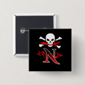 Piratenflagge N Monogramm Button (Vorne & Hinten)