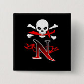 Piratenflagge N Monogramm Button (Vorderseite)