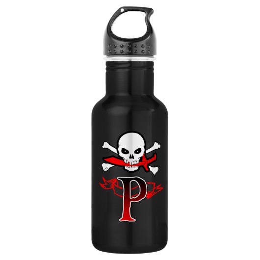 Piratenflagge P Monogramm Trinkflasche (Vorderseite)
