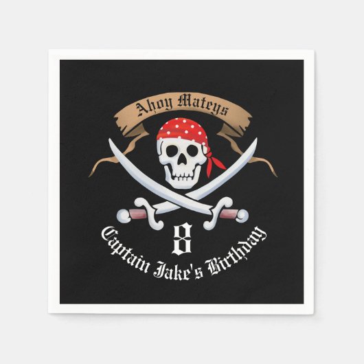 Piratenflagge Pirate Birthday Party Serviette (Vorderseite)