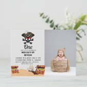 Piratenflagge Pirate | Einfaches erstes Foto zum G Einladung (Stehend Vorderseite)