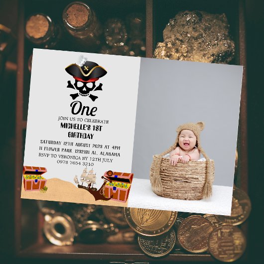 Piratenflagge Pirate | Einfaches erstes Foto zum G Einladung