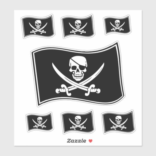 Piratenflagge Pirate Flag Skull und überquerte Sch Aufkleber (Blatt)