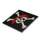 Piratenflagge Pirate Skull Bones Red Bandanna Fliese (Seite)