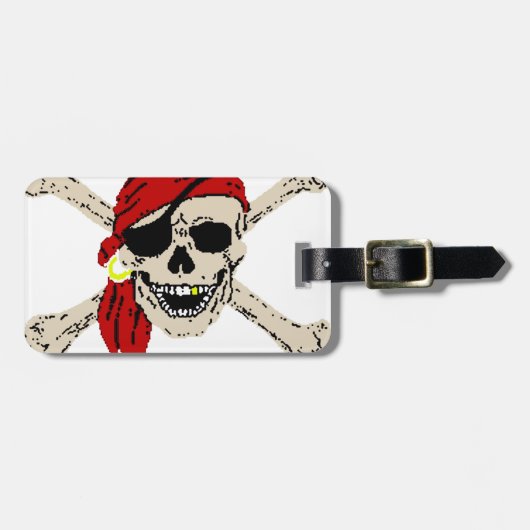 Piratenflagge Pirate Skull Bones Red Bandanna Gepäckanhänger (Vorderseite horizontal)