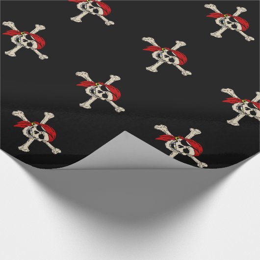 Piratenflagge Pirate Skull Bones Red Bandanna Geschenkpapier (Ecke)