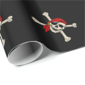 Piratenflagge Pirate Skull Bones Red Bandanna Geschenkpapier (Rolleneckpunkt)