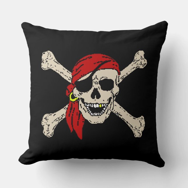 Piratenflagge Pirate Skull Bones Red Bandanna Größ Kissen (Vorderseite)
