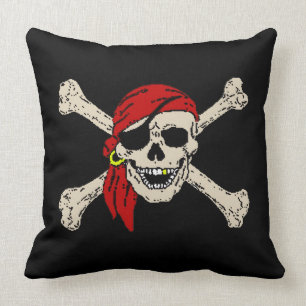Piratenflagge Pirate Skull Bones Red Bandanna Größ Kissen