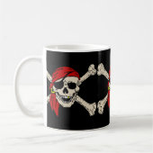 Piratenflagge Pirate Skull Bones Red Bandanna Kaffeetasse (Links)