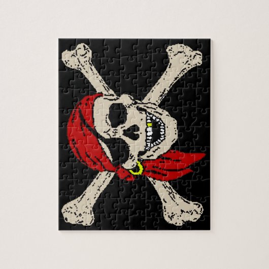 Piratenflagge Pirate Skull Bones Red Bandanna Puzzle (Vertikal)