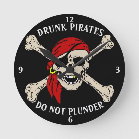 Piratenflagge Pirate Skull Bones Red Bandanna Rund Runde Wanduhr (Vorderseite)