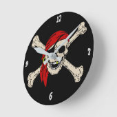 Piratenflagge Pirate Skull Bones Red Bandanna Runde Wanduhr (Winkel)