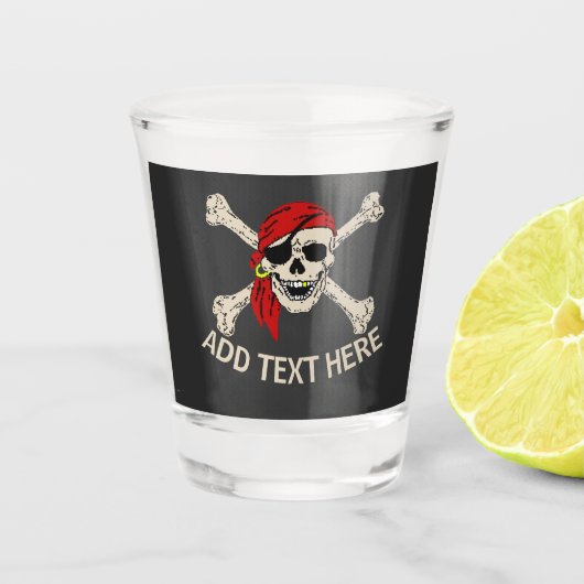Piratenflagge Pirate Skull Bones Red Bandanna Schnapsglas (Vorderseite)