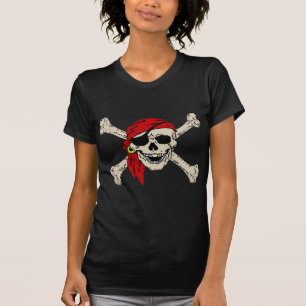Piratenflagge Pirate Skull Bones Red Bandanna T-Shirt