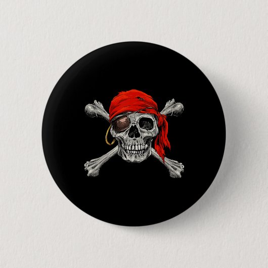 Piratenflagge Pirate Skull Crossbones Halloween Button (Vorderseite)