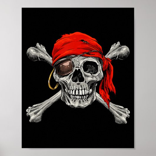 Piratenflagge Pirate Skull Crossbones Halloween Poster (Vorne)
