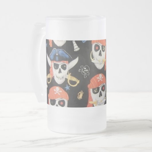 Piratenflagge Pirate Skull Mattglas Bierglas (Vorderseite Links)