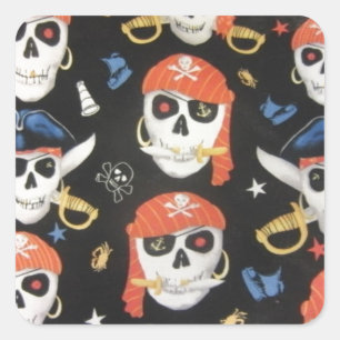 Piratenflagge Pirate Skulls Quadratischer Aufkleber