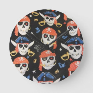 Piratenflagge Pirate Skulls Runde Wanduhr