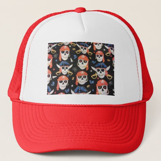 Piratenflagge Pirate Skulls Truckerkappe (Vorderseite)