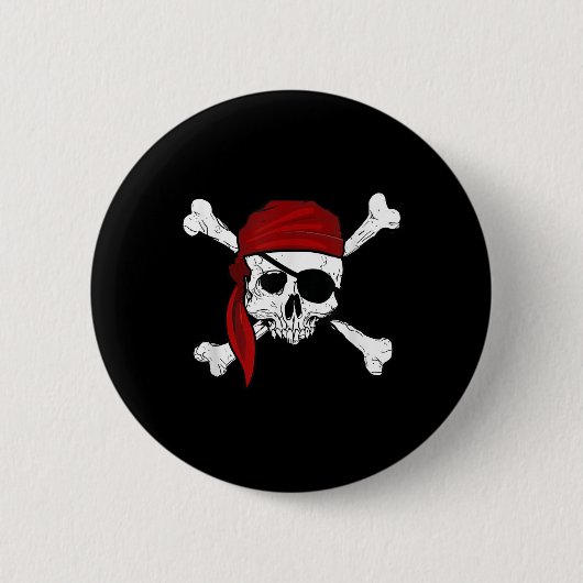 Piratenflagge Pirate T-Shirt Fun Piraten Skull und Button (Vorderseite)