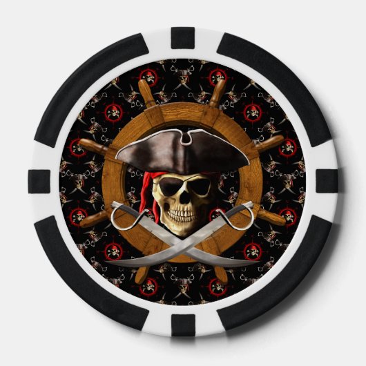 Piratenflagge Pirate Wheel Pokerchips (Vorderseite)