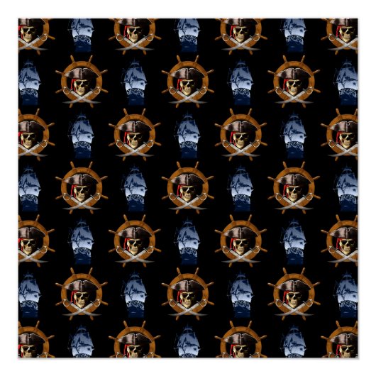 Piratenflagge Pirate Wheel Poster (Vorderseite)