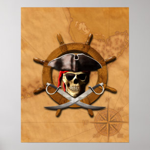 Piratenflagge Pirate Wheel Poster