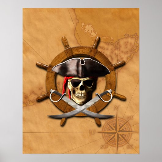 Piratenflagge Pirate Wheel Poster (Vorne)