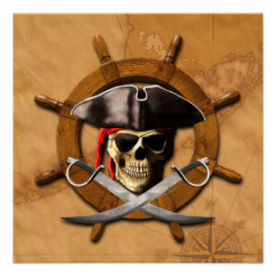 Piratenflagge Pirate Wheel Poster