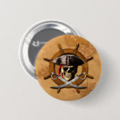 Piratenflagge-Piraten-Rad Button (Vorne & Hinten)