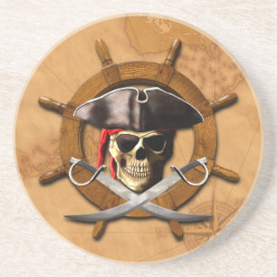 Piratenflagge-Piraten-Rad Getränkeuntersetzer