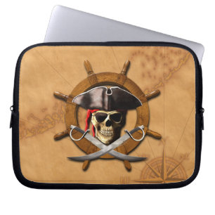 Piratenflagge-Piraten-Rad Laptopschutzhülle