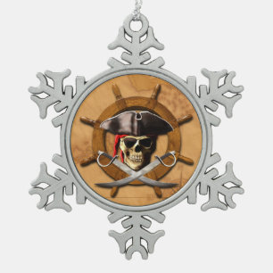 Piratenflagge-Piraten-Rad Schneeflocken Zinn-Ornament