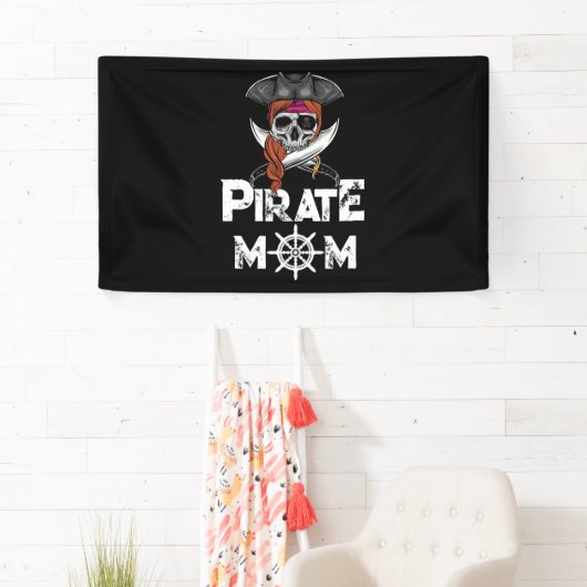 Piratenflagge Piratenflagge Mama Skull & Crossbone Banner (Insitu)