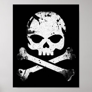 Piratenflagge Piratenhügel und Kreuzbeinflagge Hal Poster